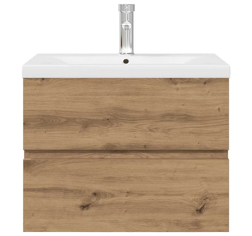 vidaXL Badezimmerschrank mit Einbaubecken und Wasserhahn Weiß/Artisan-Eiche - Bild 5