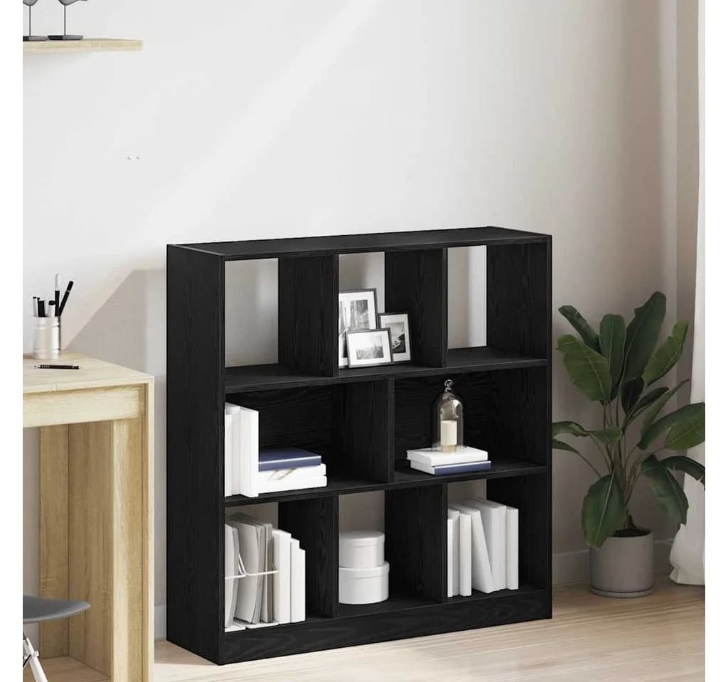 vidaXL Bücherregal Schwarz Eichen-Optik Holzwerkstoff 8 Fächer