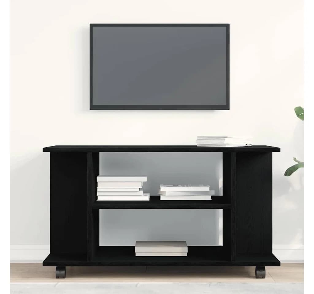 vidaXL TV-Schrank Schwarz Eichen-Optik mit Rollen - Bild 3