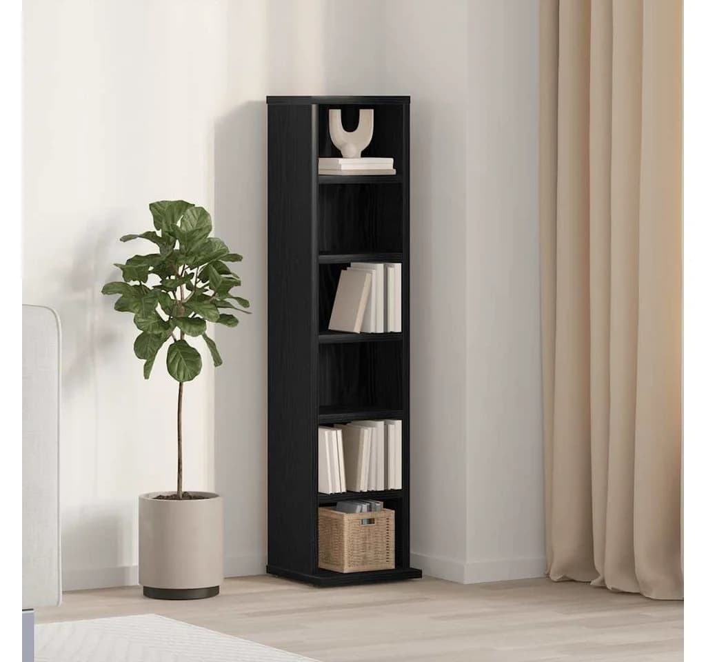 vidaXL CD-Schrank Schwarz Eichen-Optik 21x20x88 cm Holzwerkstoff