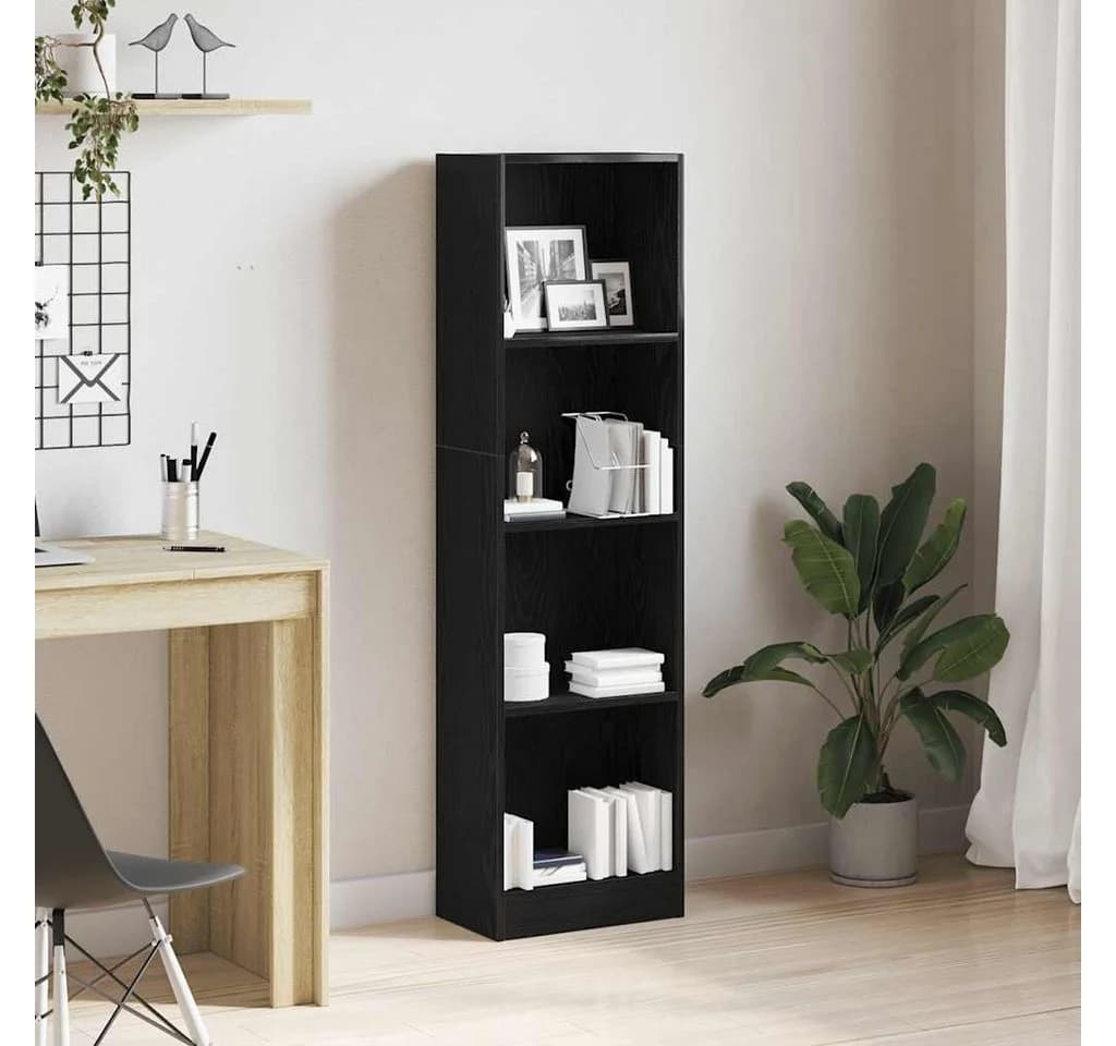 vidaXL Bücherregal Schwarz Eichen-Optik Holzwerkstoff
