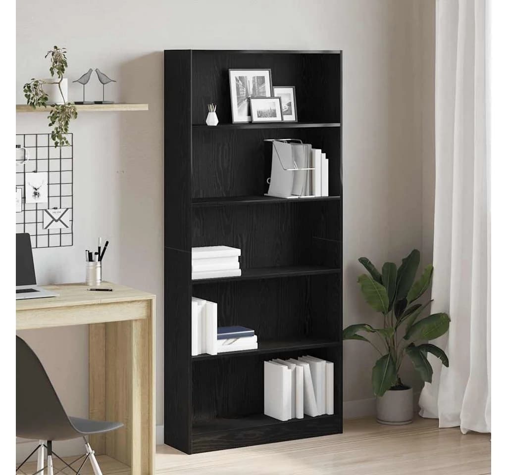 vidaXL Bücherregal Schwarz Eichen-Optik