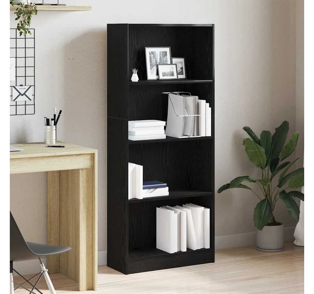 vidaXL Bücherregal Schwarz Eichen-Optik Holzwerkstoff