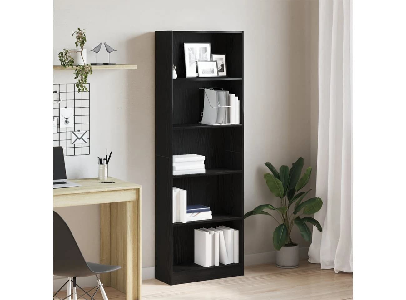 vidaXL Bücherregal Schwarz Eichen-Optik Holzwerkstoff Modern