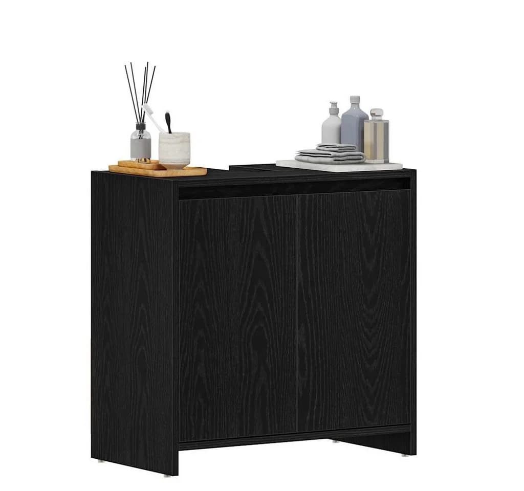 vidaXL Badschrank Schwarz Eichen-Optik mit Waschbecken-Loch - Bild 4