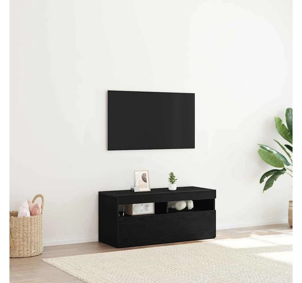vidaXL TV-Schrank Schwarz Eichen-Optik