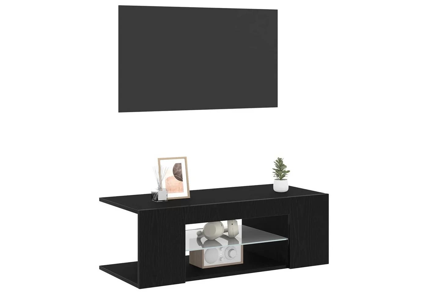 vidaXL TV-Schrank Schwarz Eichen-Optik mit LED-Beleuchtung - Bild 3