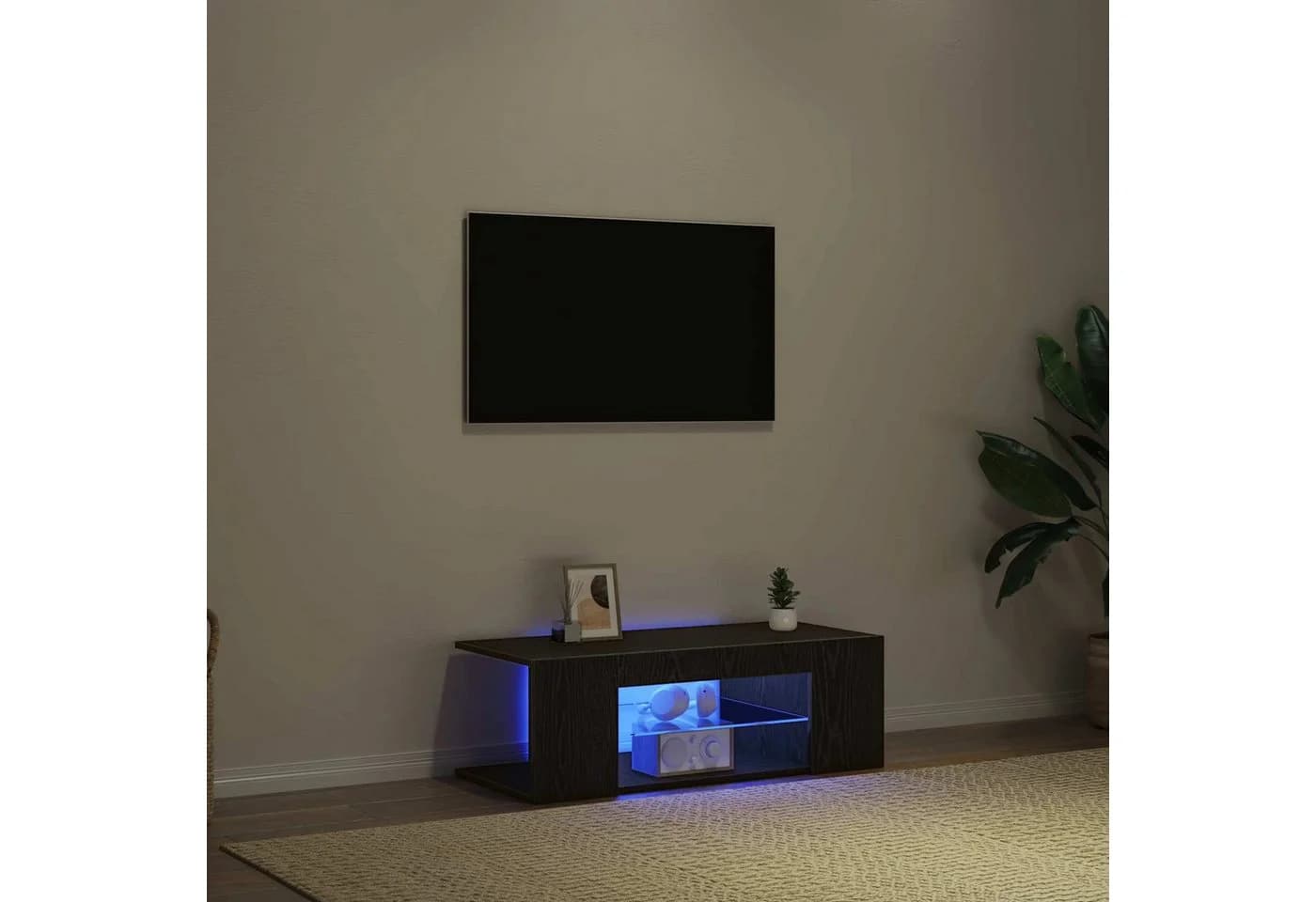 vidaXL TV-Schrank Schwarz Eichen-Optik mit LED-Beleuchtung - Bild 5