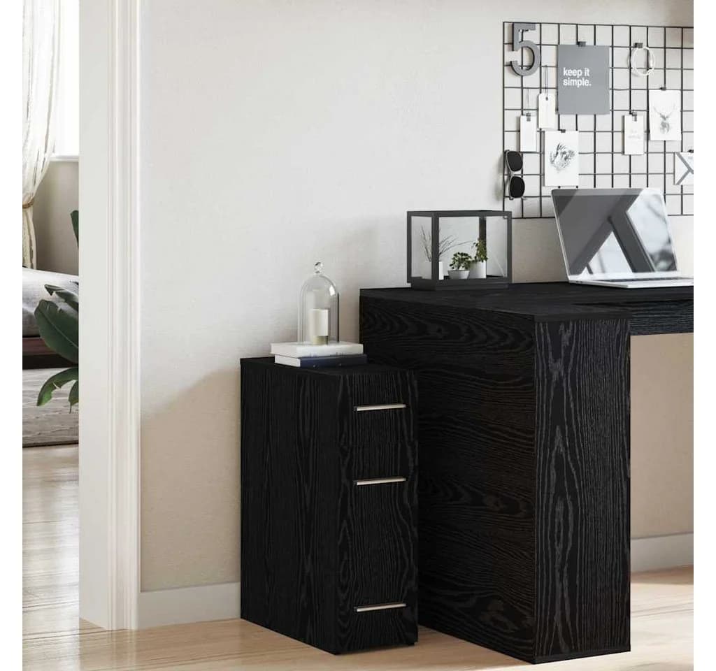 vidaXL Apothekerschrank Schwarz Eichen-Optik Modernes Sideboard - Bild 4