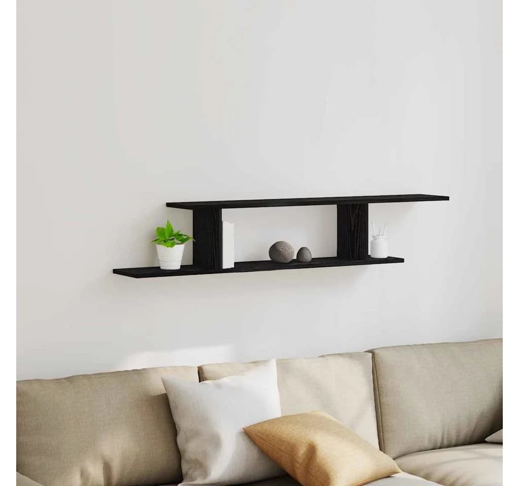 vidaXL Wandmontiertes TV-Regal Schwarz Eichen-Optik