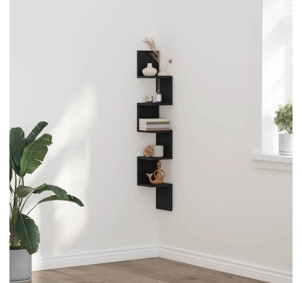 vidaXL Eckregal Schwarz Eichen-Optik 5 Böden Holzwerkstoff - Bild 2