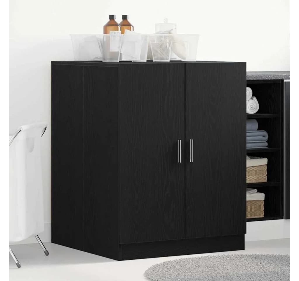 vidaXL Waschmaschinen-Schrank Schwarz Eichen-Optik mit 2 Türen - Bild 2