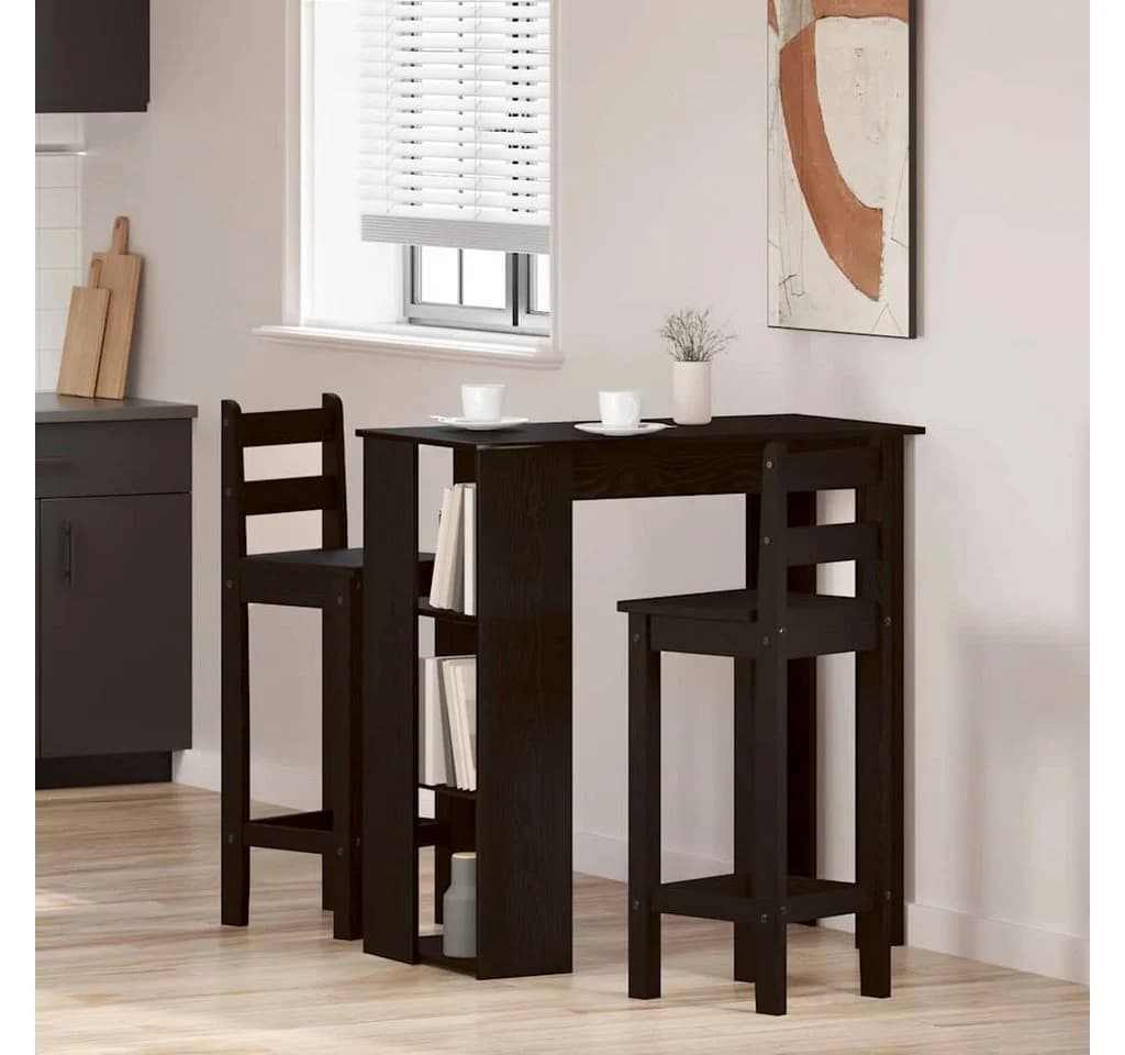 vidaXL Wandbartisch Schwarz Eichen-Optik mit Stauraum - Bild 4