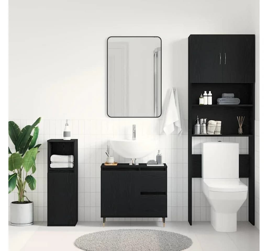 vidaXL Badezimmerspiegelschrank Schwarz Eichen-Optik - Bild 4