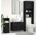vidaXL Badezimmerspiegelschrank Waschbeckenschrank Schwarz Eichen-Optik Bild 1