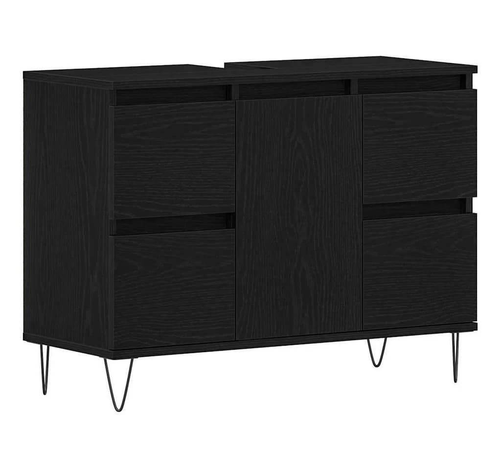 vidaXL Badezimmerspiegelschrank Waschbeckenschrank Schwarz Eichen-Optik - Bild 2