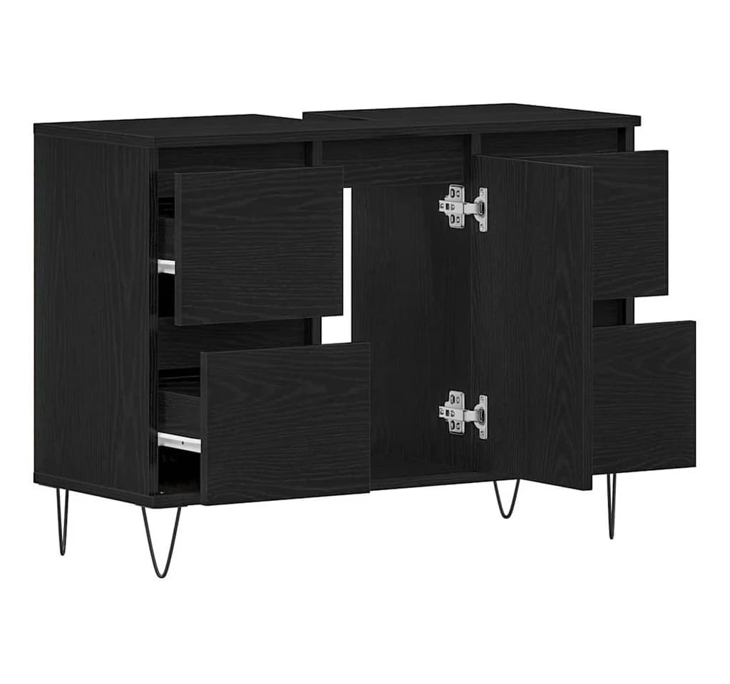 vidaXL Badezimmerspiegelschrank Waschbeckenschrank Schwarz Eichen-Optik - Bild 5