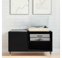 vidaXL Lowboard Schallplattenschrank Schwarz Eichen-Optik Bild 4