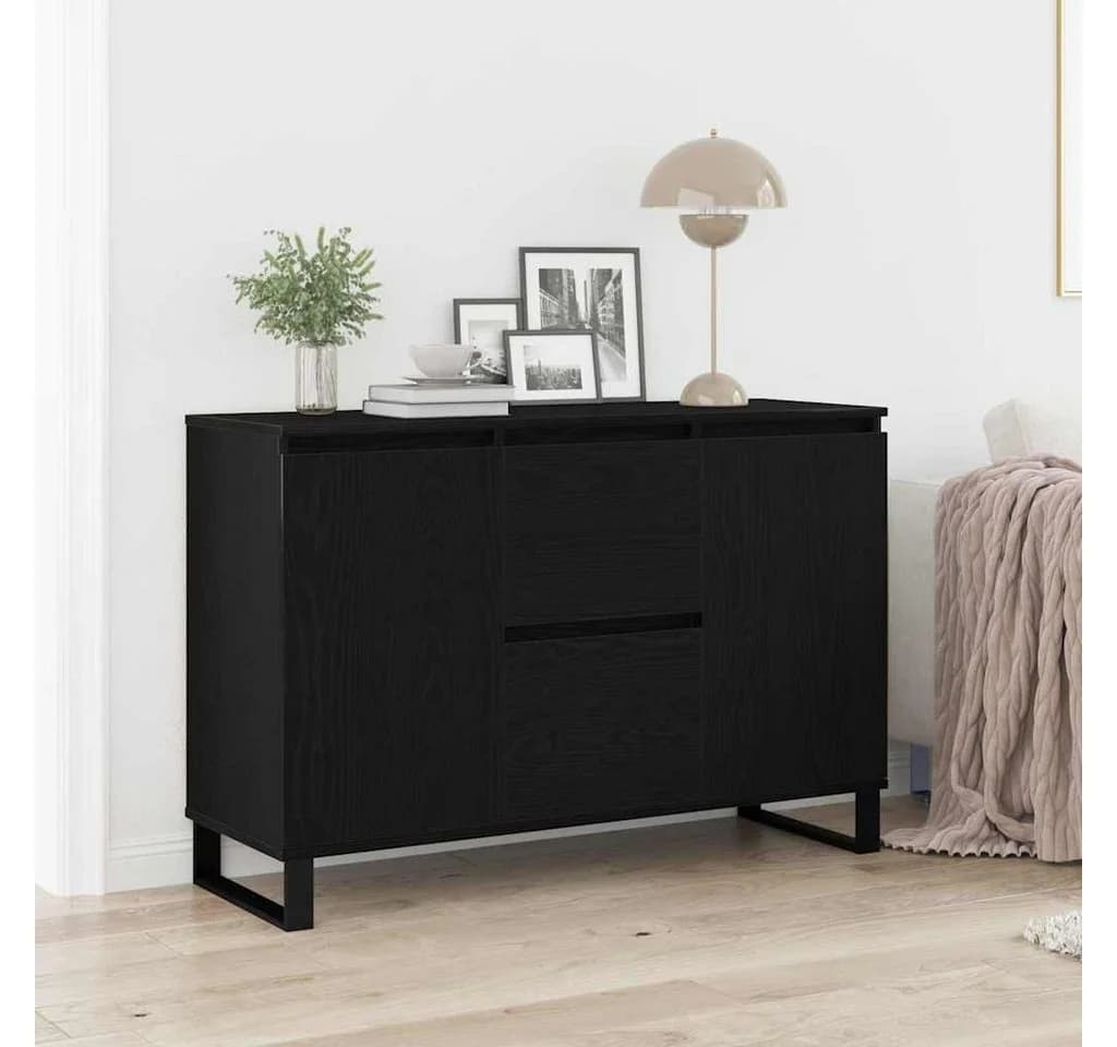 vidaXL Sideboard Schwarz Eichen-Optik Holzwerkstoff