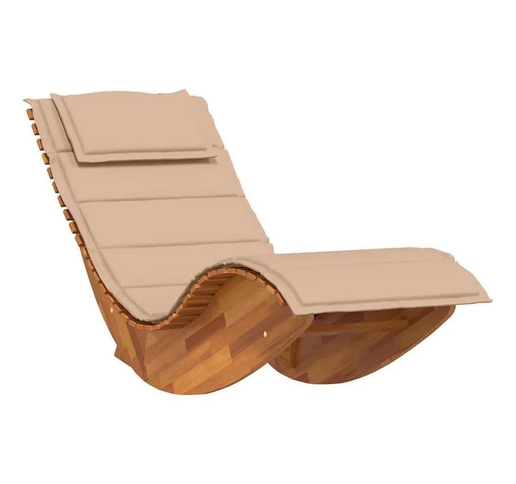 vidaXL Schaukel-Sonnenliege Massivholz Beige mit Kissen - Bild 2