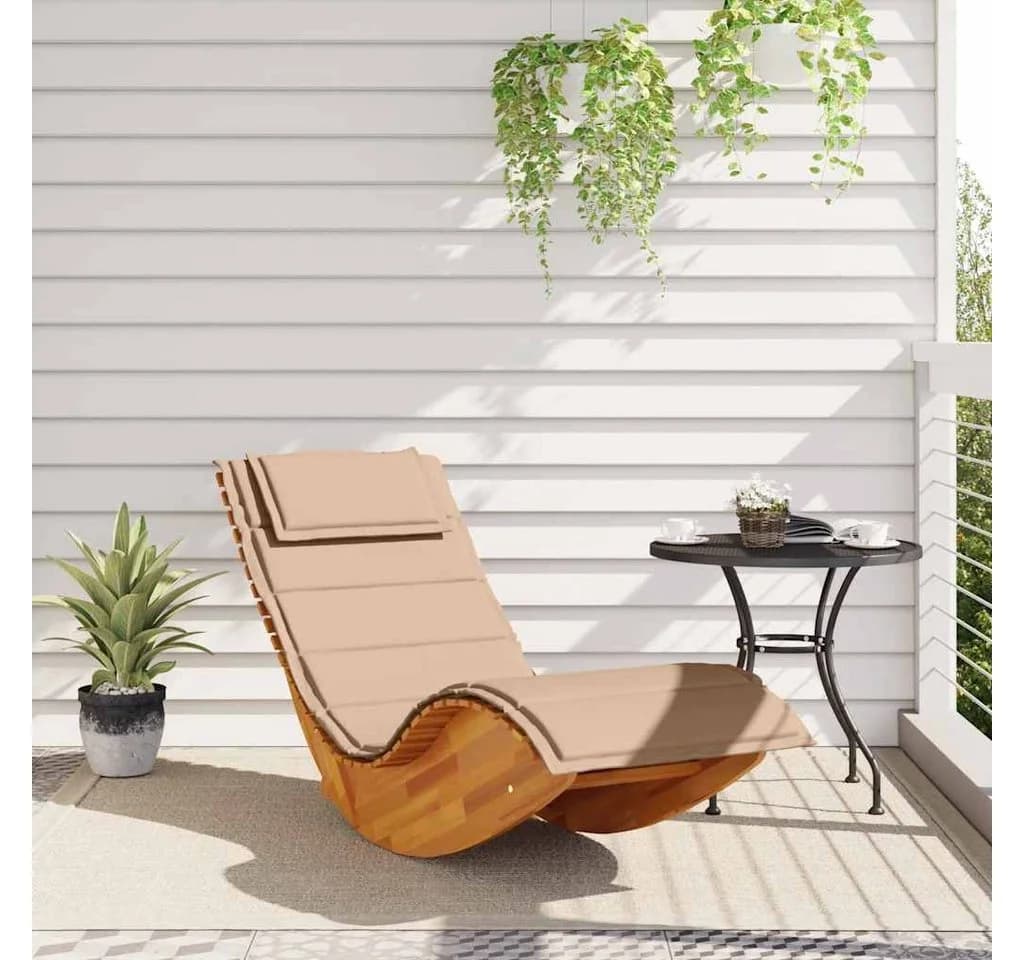 vidaXL Schaukel-Sonnenliege Massivholz Beige mit Kissen - Bild 3