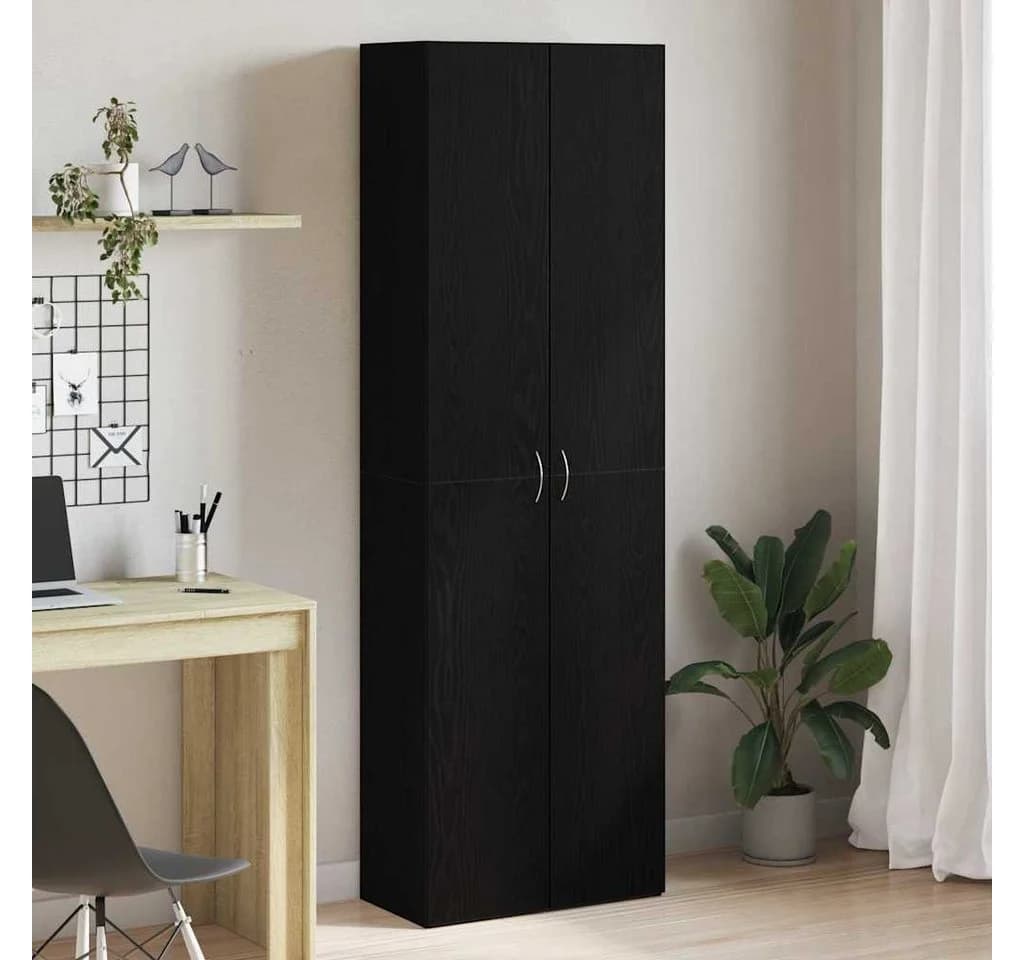 vidaXL Aktenschrank Büroschrank Schwarz Eiche Holzwerkstoff