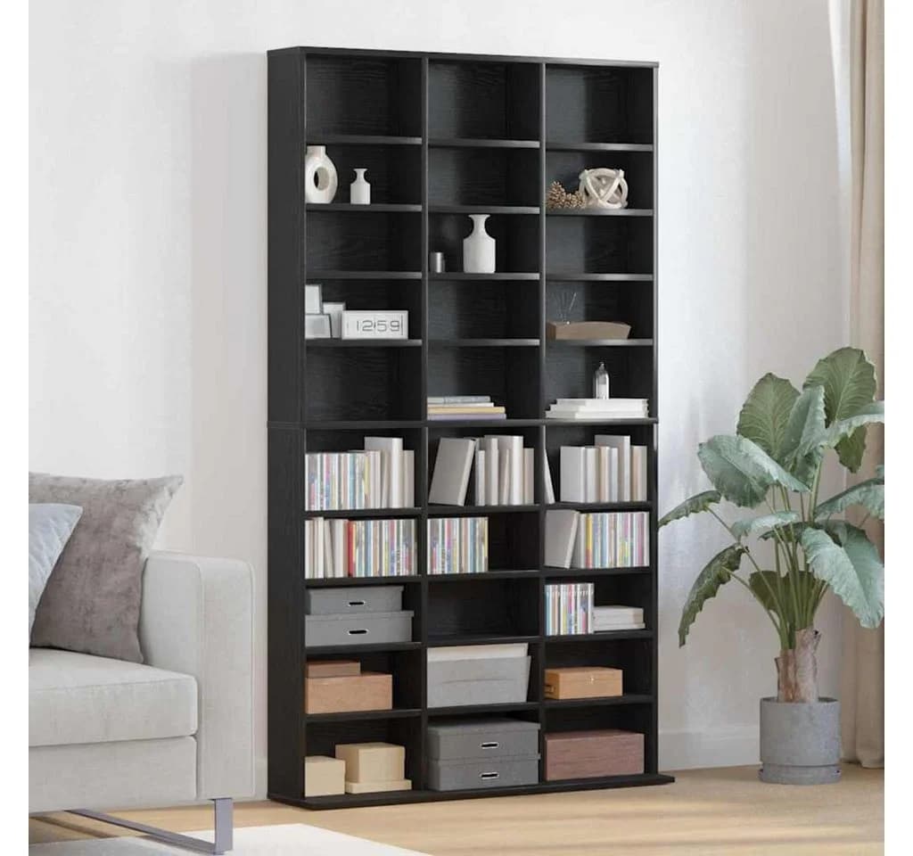vidaXL CD-Regal Schwarz Eichen-Optik Holzwerkstoff