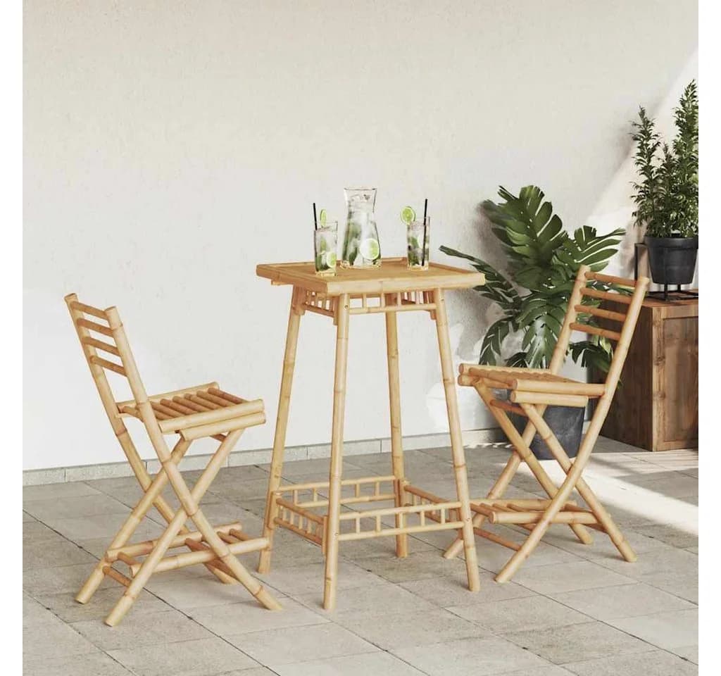 vidaXL 2x Garten-Barhocker Bambus Klappbar mit Fußstütze