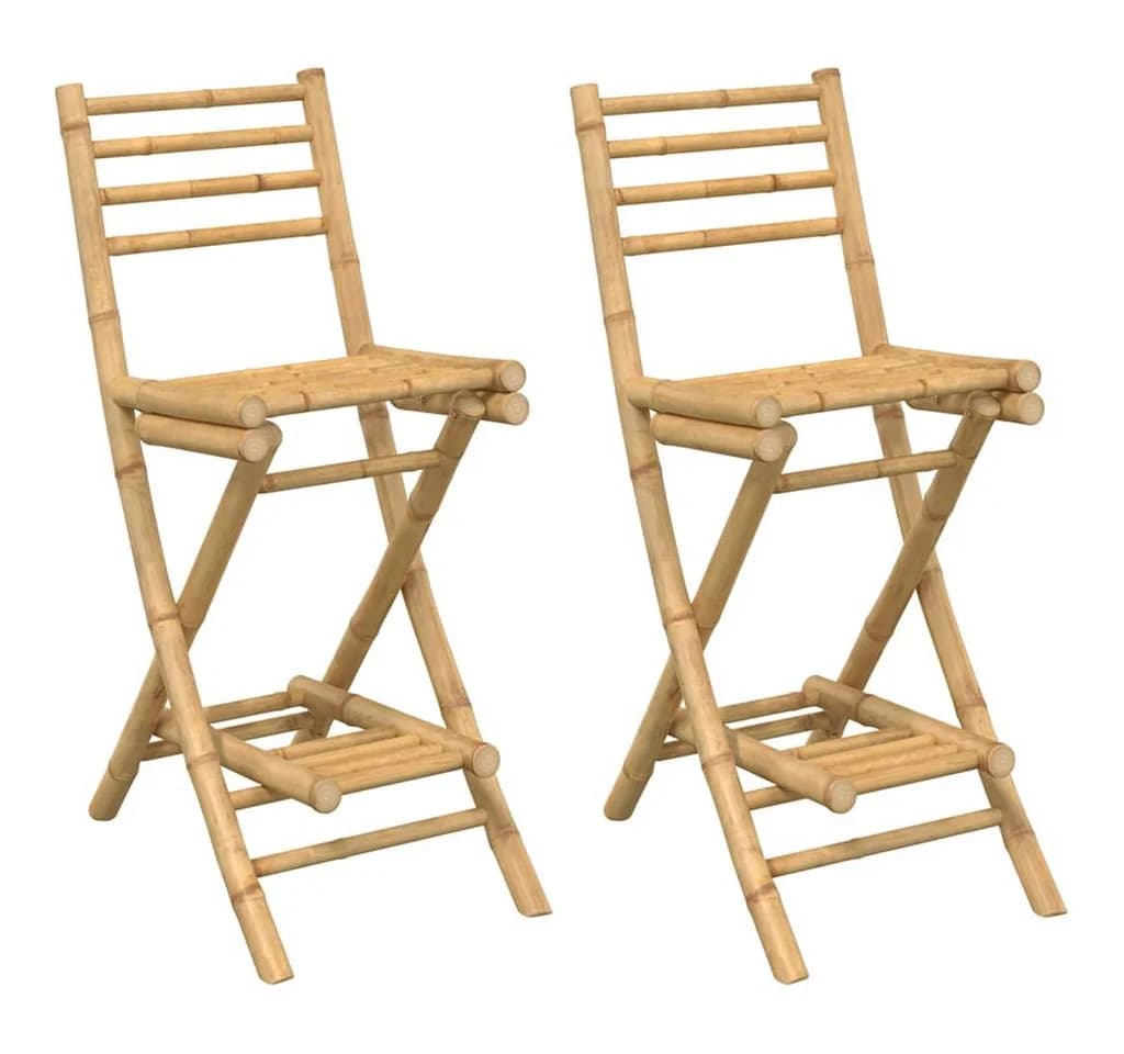 vidaXL 2x Garten-Barhocker Bambus Klappbar mit Fußstütze - Bild 2