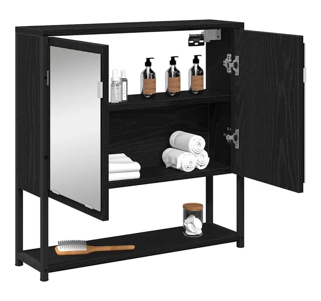 vidaXL Badezimmerspiegelschrank Schwarz Eichen-Optik 60x16x60 cm - Bild 3