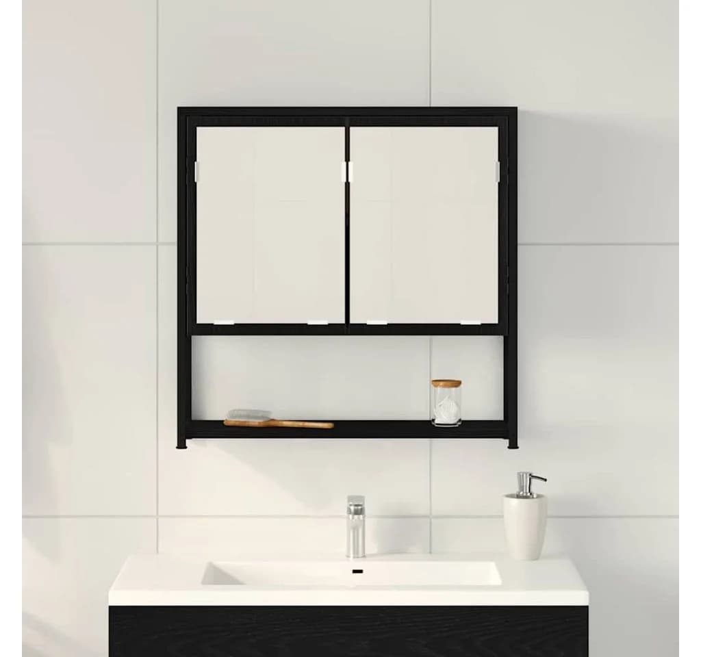vidaXL Badezimmerspiegelschrank Schwarz Eichen-Optik 60x16x60 cm - Bild 4