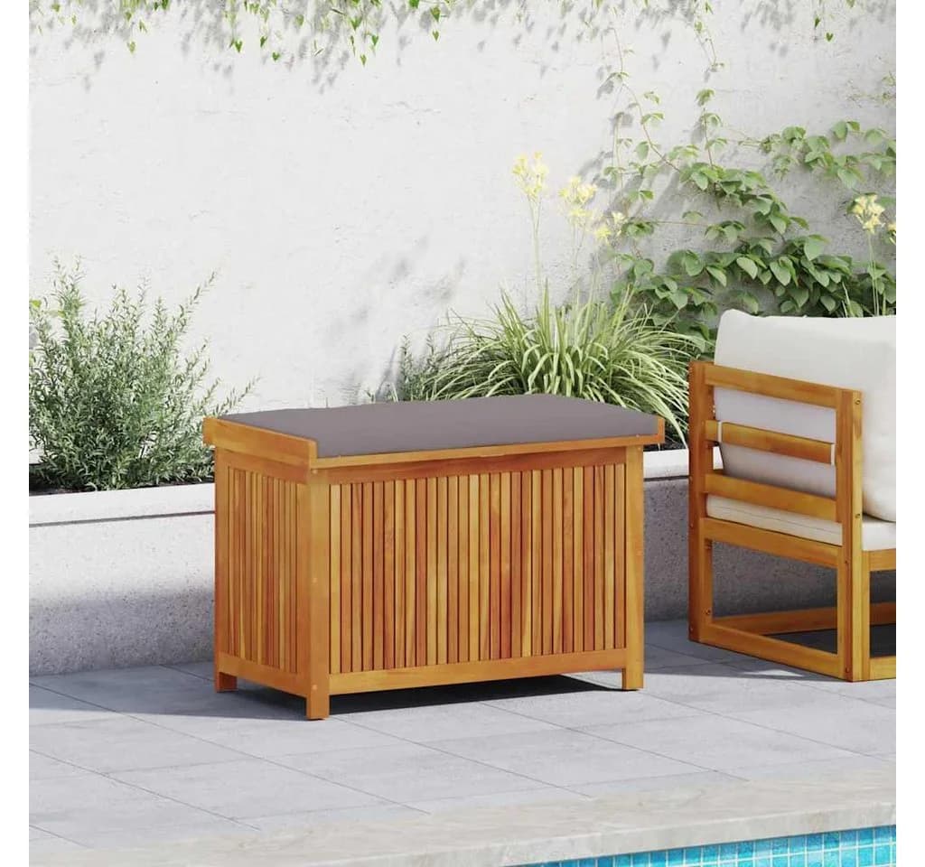vidaXL Gartenbox Outdoor-Kissenbox mit Kissen Massivholz Grau - Bild 3