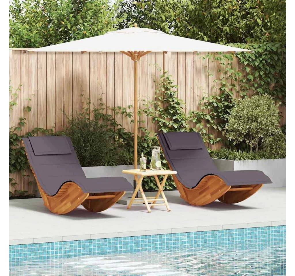 vidaXL Gartenliege 2-Person Braun Massivholz mit Kissen