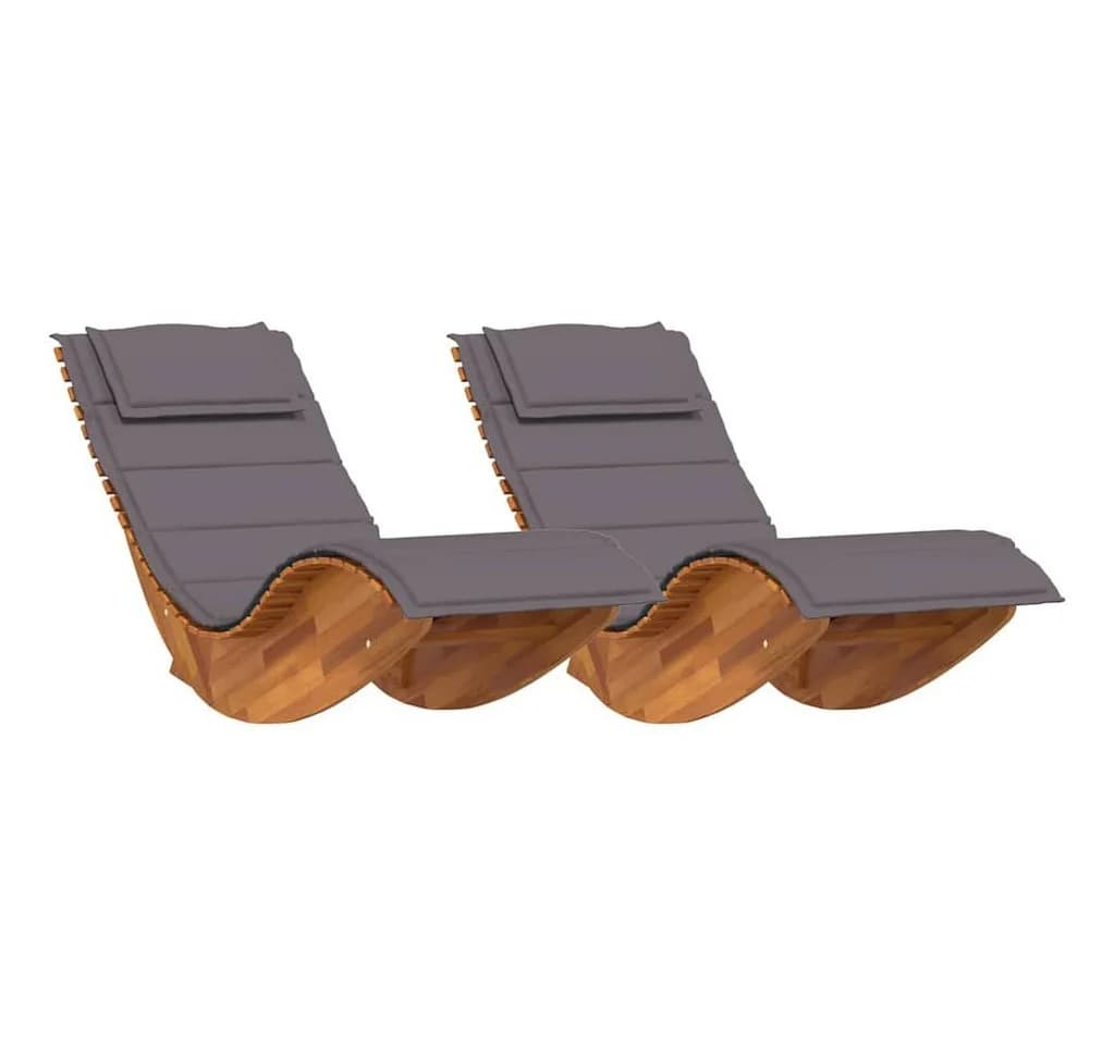 vidaXL Gartenliege 2-Person Braun Massivholz mit Kissen - Bild 2