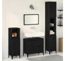 vidaXL Badezimmer-Set Wandmontiert 3 pcs Schwarz Eichen-Optik Bild 1