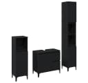 vidaXL Badezimmer-Set Wandmontiert 3 pcs Schwarz Eichen-Optik Bild 2