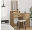 vidaXL Schminktisch Artisan-Eiche mit Spiegel und Schubladen Bild 1
