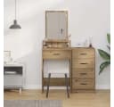vidaXL Schminktisch Artisan-Eiche mit Spiegel und Schubladen Bild 4