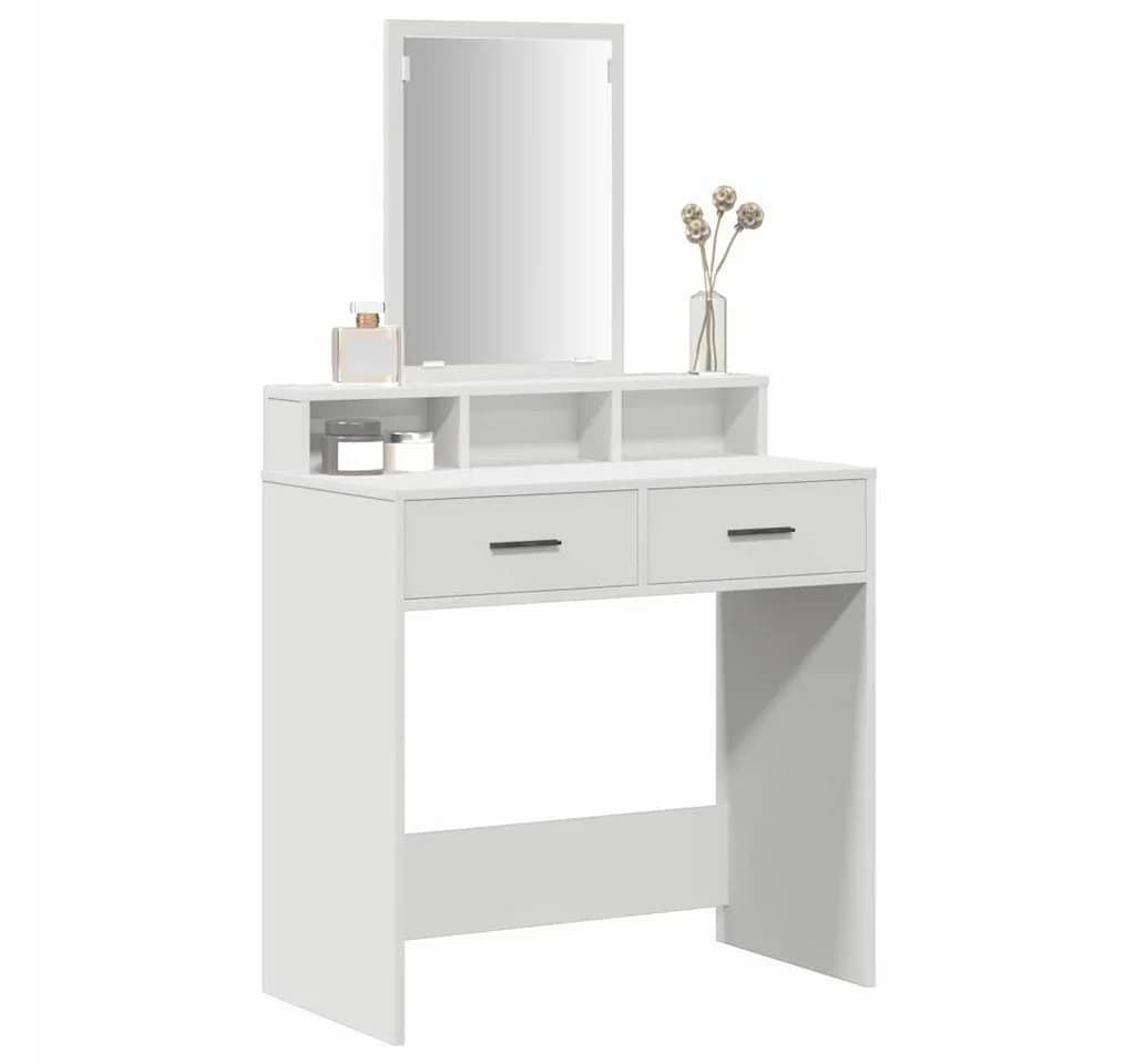 vidaXL Schminktisch Weiß mit Spiegel und 2 Schubladen - Bild 3