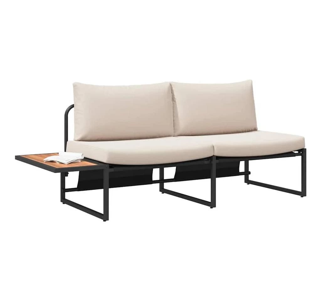 vidaXL Loungesofa Garten-Sofa 2-Sitzer Taupe Stahl - Bild 3