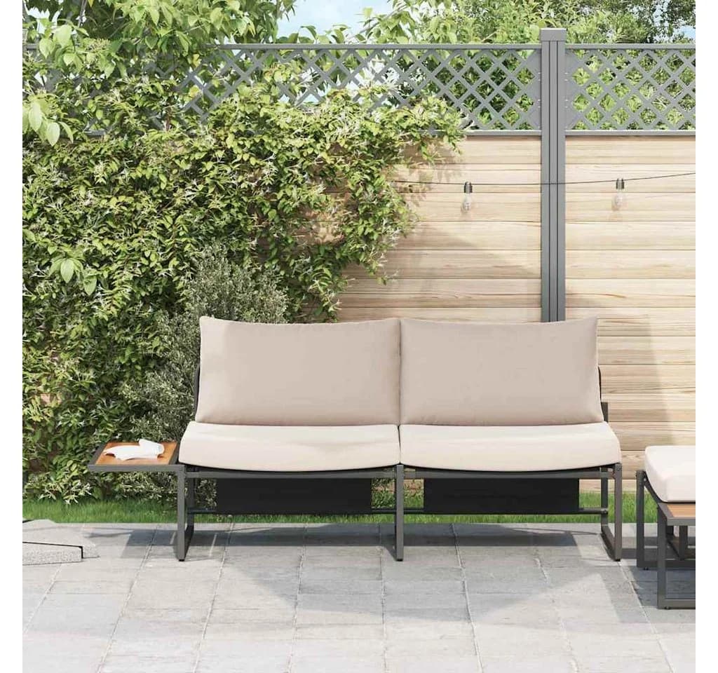 vidaXL Loungesofa Garten-Sofa 2-Sitzer Taupe Stahl - Bild 4