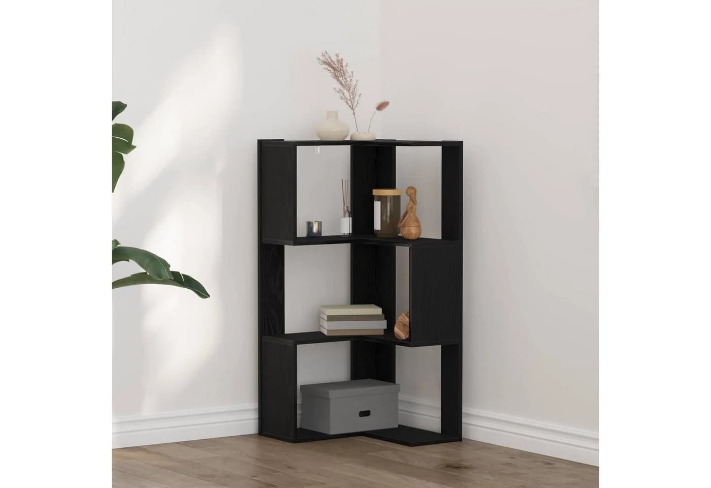 vidaXL Bücherregal Schwarz Eichen-Optik 3 Regale