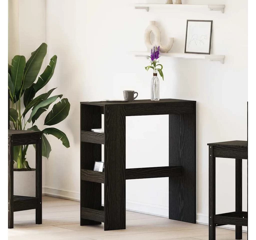 vidaXL Bartisch mit Regal Schwarz Eichen-Optik