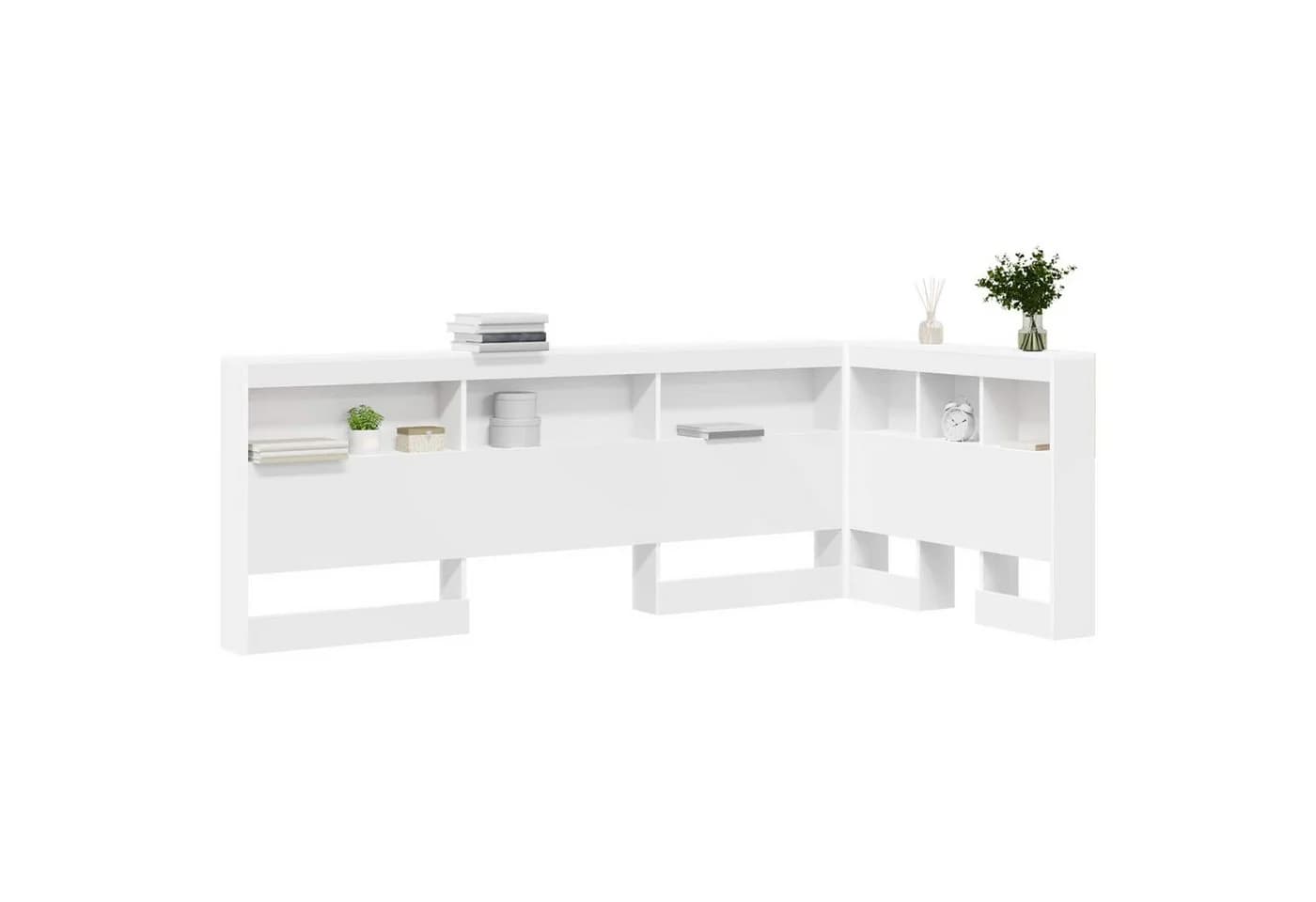 vidaXL Bett Aufbewahrungskopfteil Weiß Holzwerkstoff mit Ladestation - Bild 3