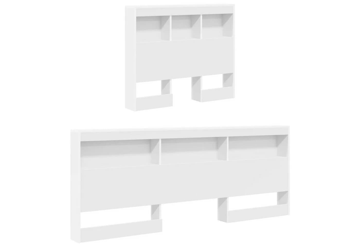 vidaXL Bett Aufbewahrungskopfteil Weiß Holzwerkstoff mit Ladestation - Bild 5