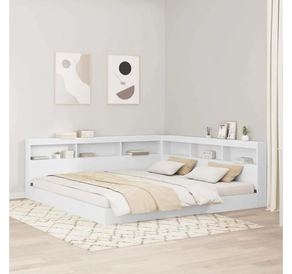 vidaXL Bett Aufbewahrungskopfteil mit Regal Weiß