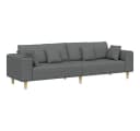 vidaXL Sofa mit Kissen Dunkelgrau Stoff 4-Sitzer Bild 2
