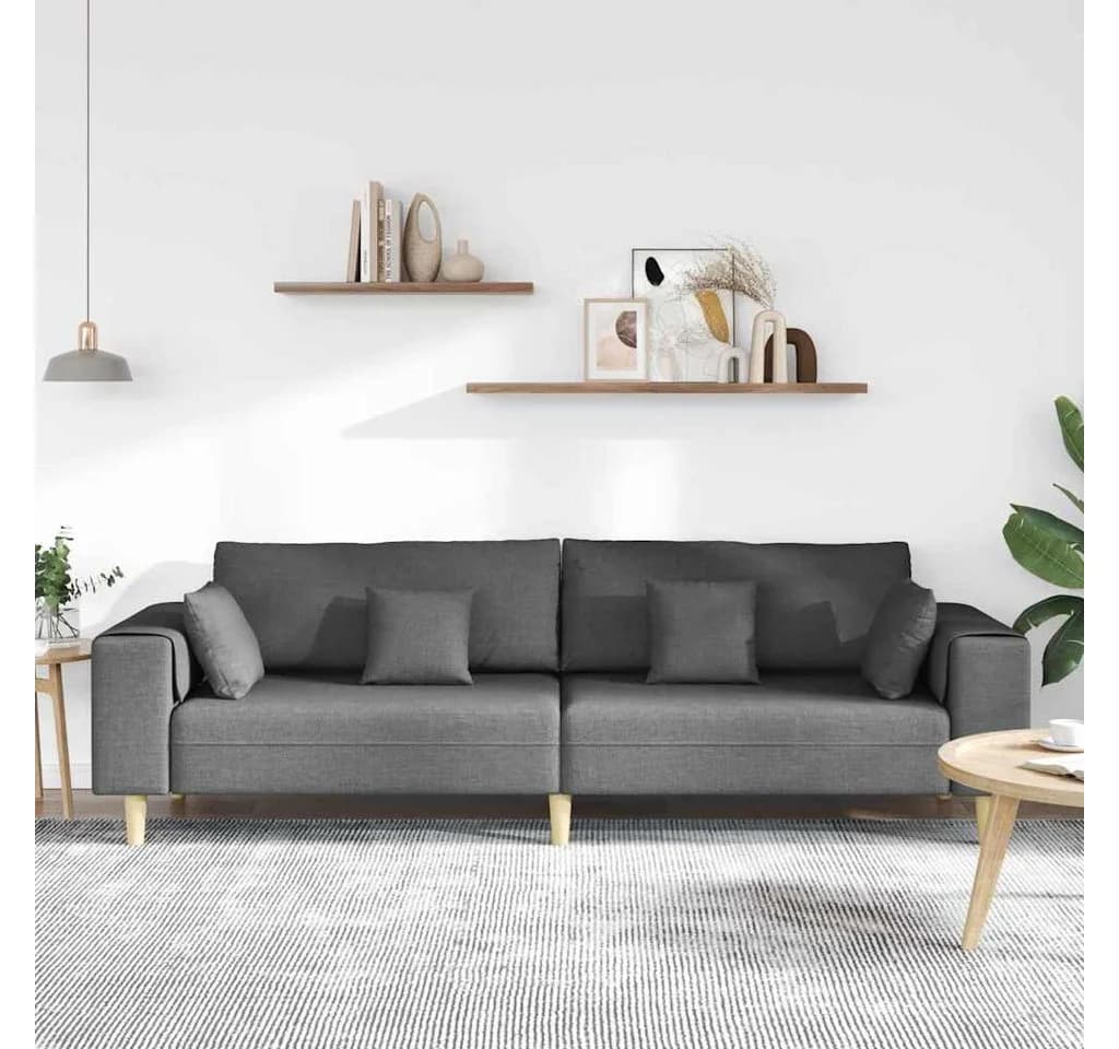 vidaXL Sofa mit Kissen Dunkelgrau Stoff 4-Sitzer - Bild 3