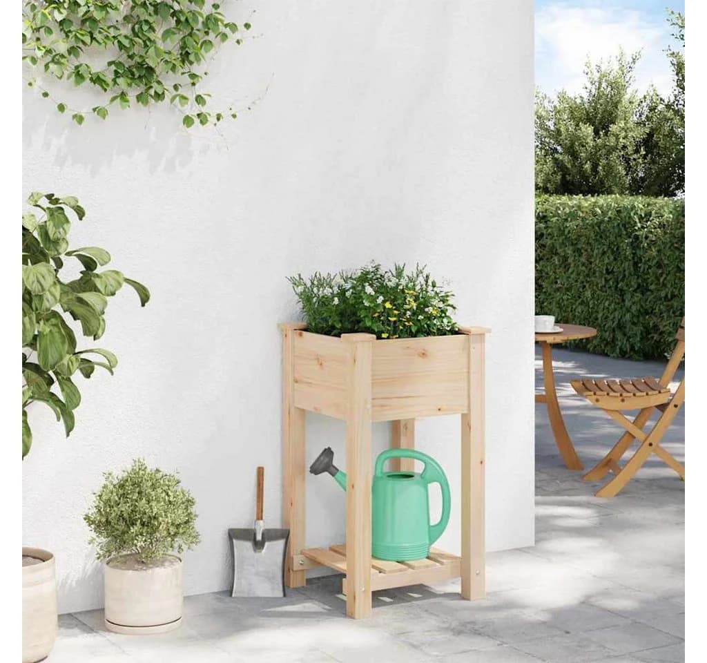 vidaXL Blumentopf Garten-Pflanzgefäß Beige mit Regal - Bild 4