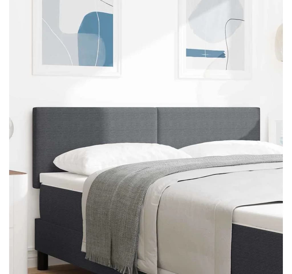 vidaXL Bett Kopfteil Dunkelgrau Cordstoff höhenverstellbar